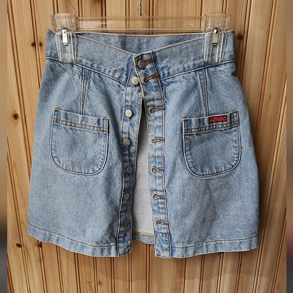 Vintage BONGO denim button down skirt